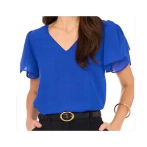 Vince Camuto Tulip Sleeve Chiffon V-Neck Blouse